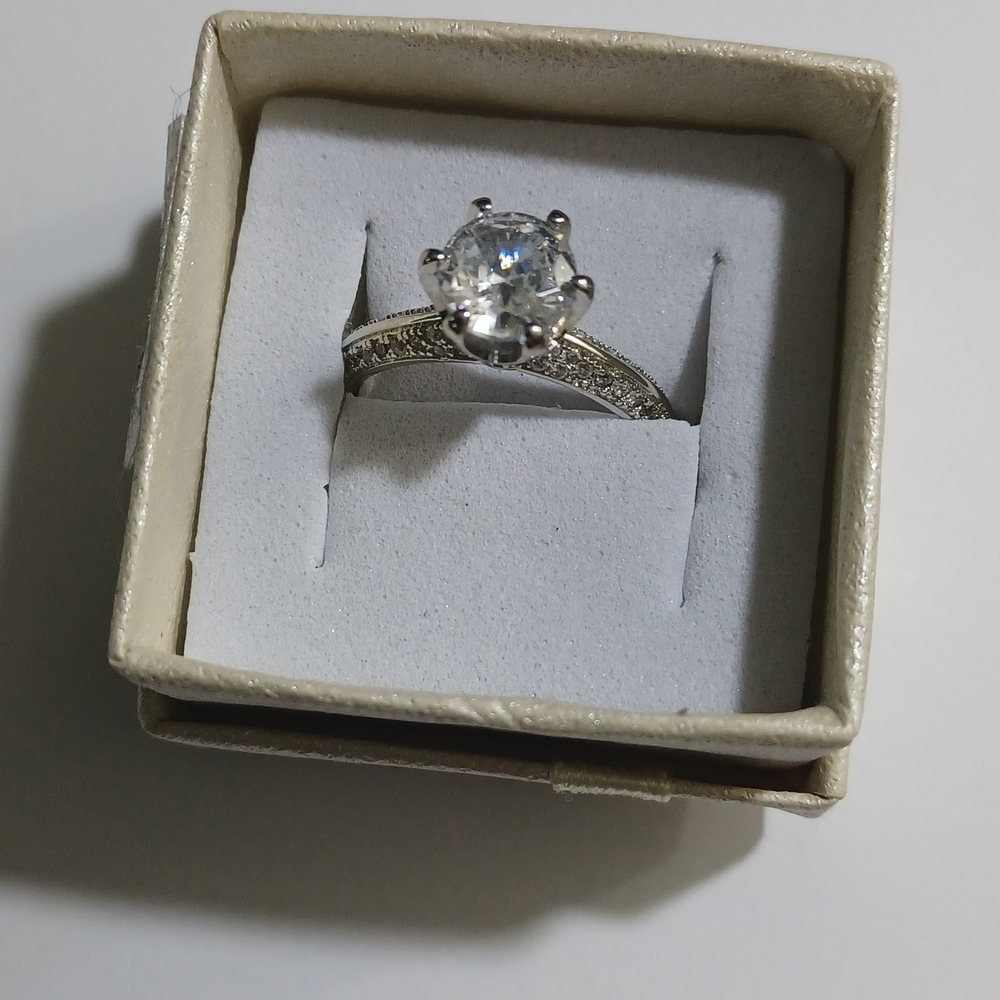 Elegant Sterling Silver CZ Crystal  Women's Ring